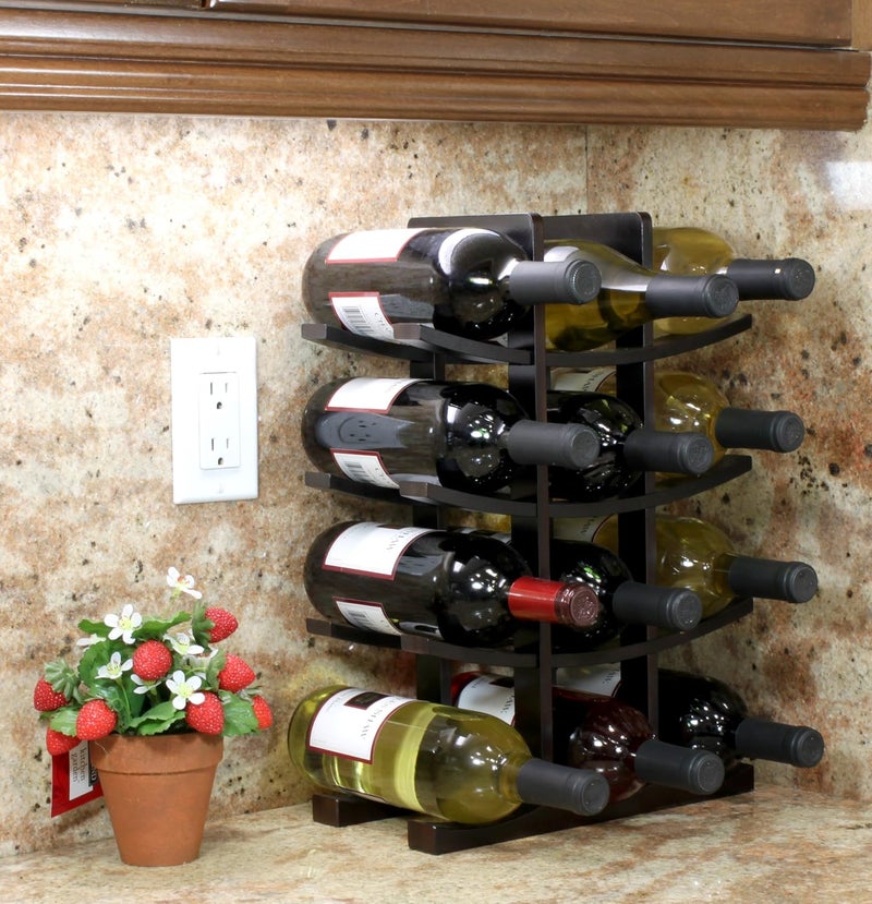 Oceanstar Large 12-Bottle Bamboo Wine Rack in Dark Espresso - Image 3